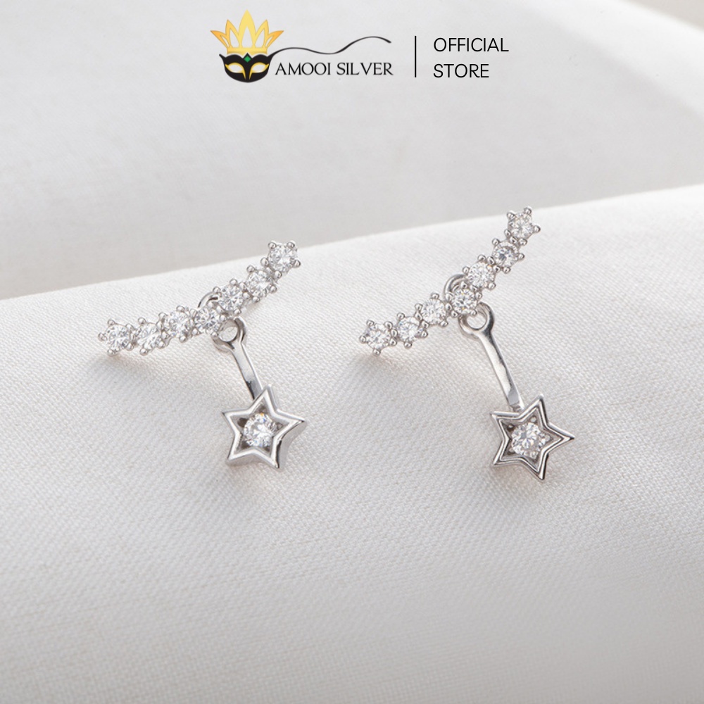 Bông Tai Bạc Cao Cấp S925 Mẫu Dải Ngân Hà Đính Đá Kèm Ngôi Sao - Amooi Silver AB52