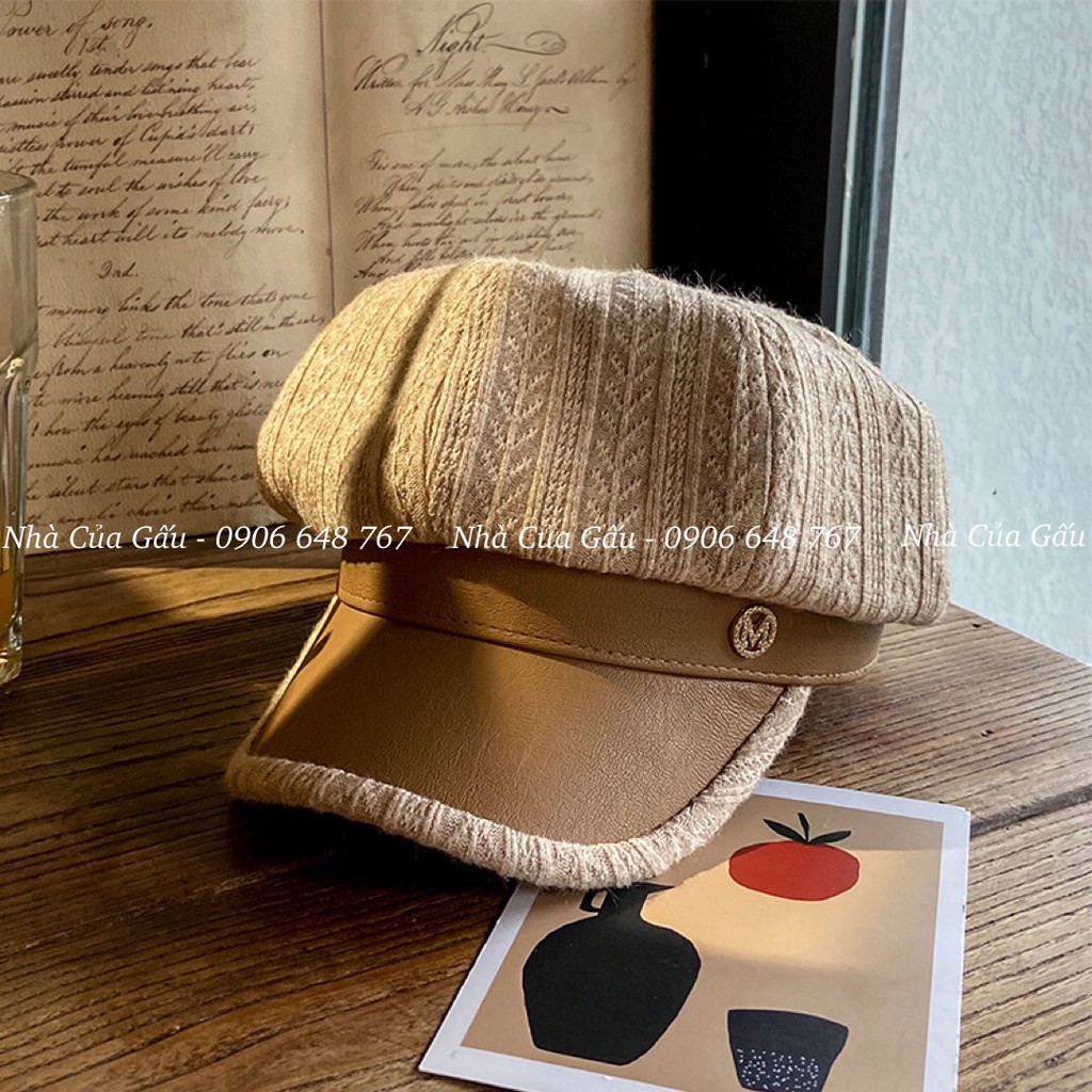 Mũ beret nữ vành da cao cấp sang chảnh