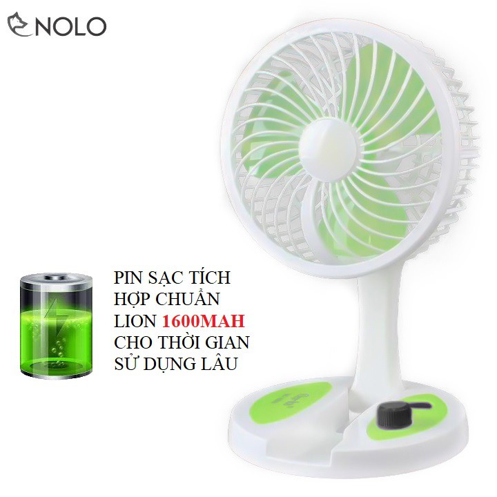 Quạt Để Bàn Pin Sạc Tích Điện Xếp Gọn 2in1 Model KC5811 Có Đèn Led Dung Lượng Pin 1600mah Dùng Lâu