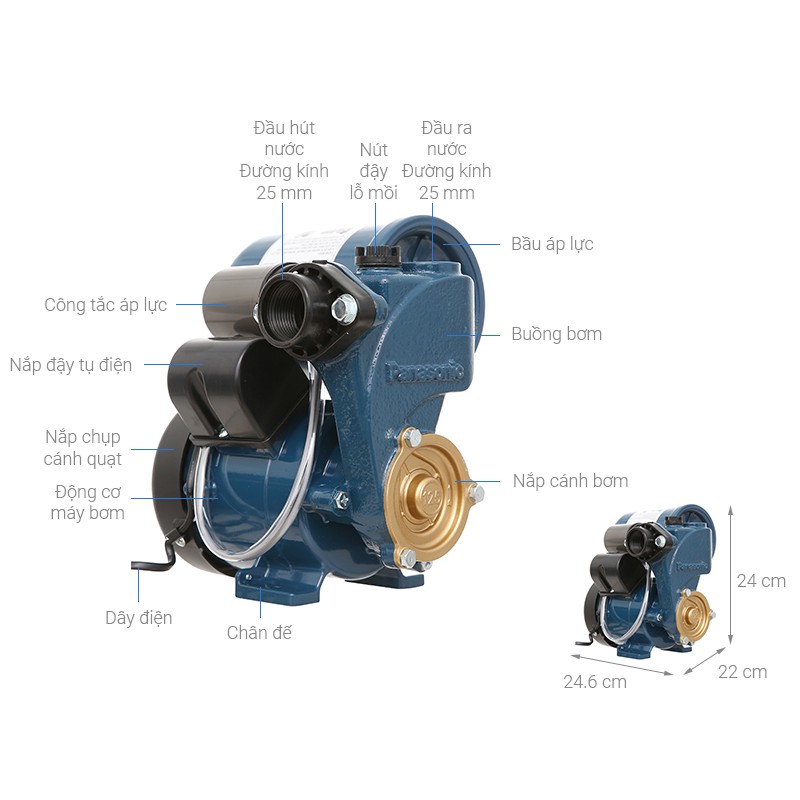 Máy bơm nước tăng áp Panasonic A130JAK (125W)