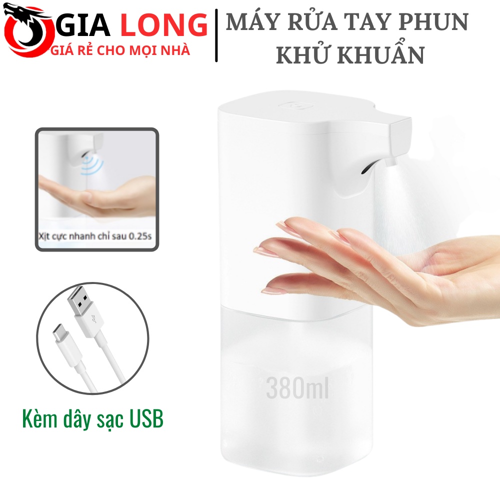 Máy Rửa Tay Phun Khử Khuẩn Cảm Ứng Tự Động, Máy Sát Khuẩn Bằng Cồn Tự Động Pin Sạc 12000 Lần Sử Dụng 400ML