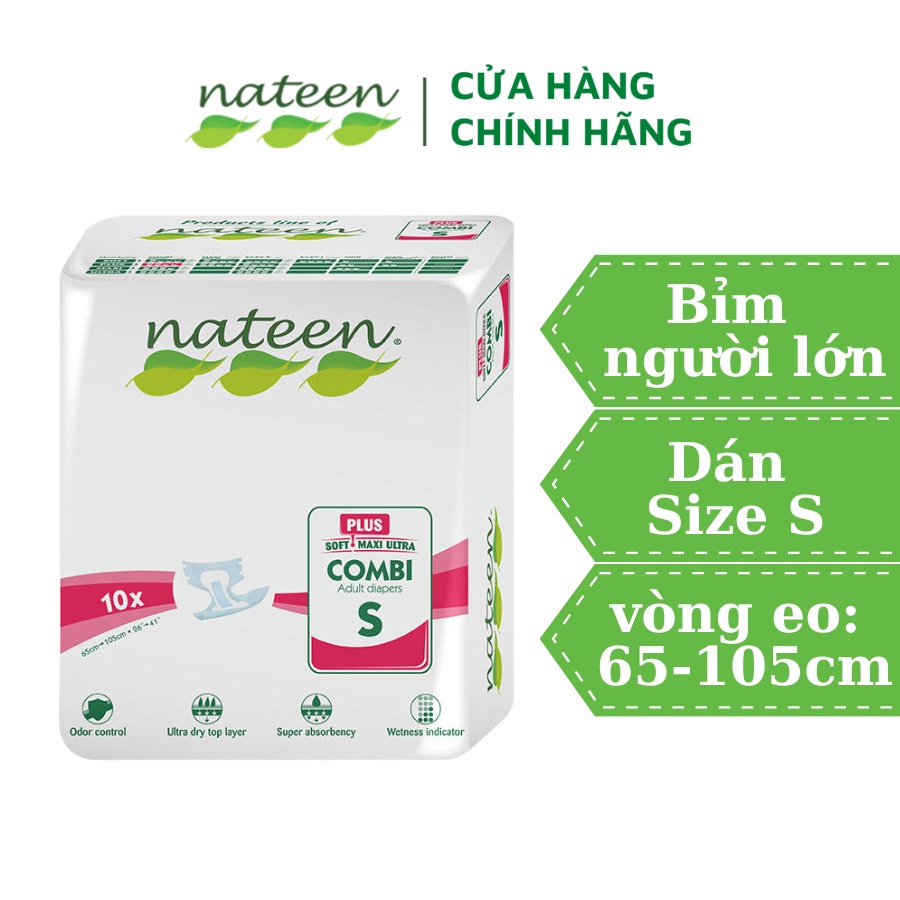 Tã Dán Người Lớn Nateen Siêu Thấm SIZE S 10 MIẾNG
