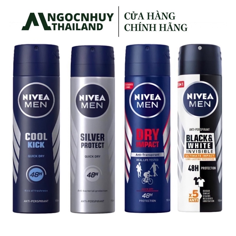 Xịt Khử Mùi Nivea Men Nam 150ml Thái Lan, Ngăn Mồ Hôi Hiệu Quả 48H