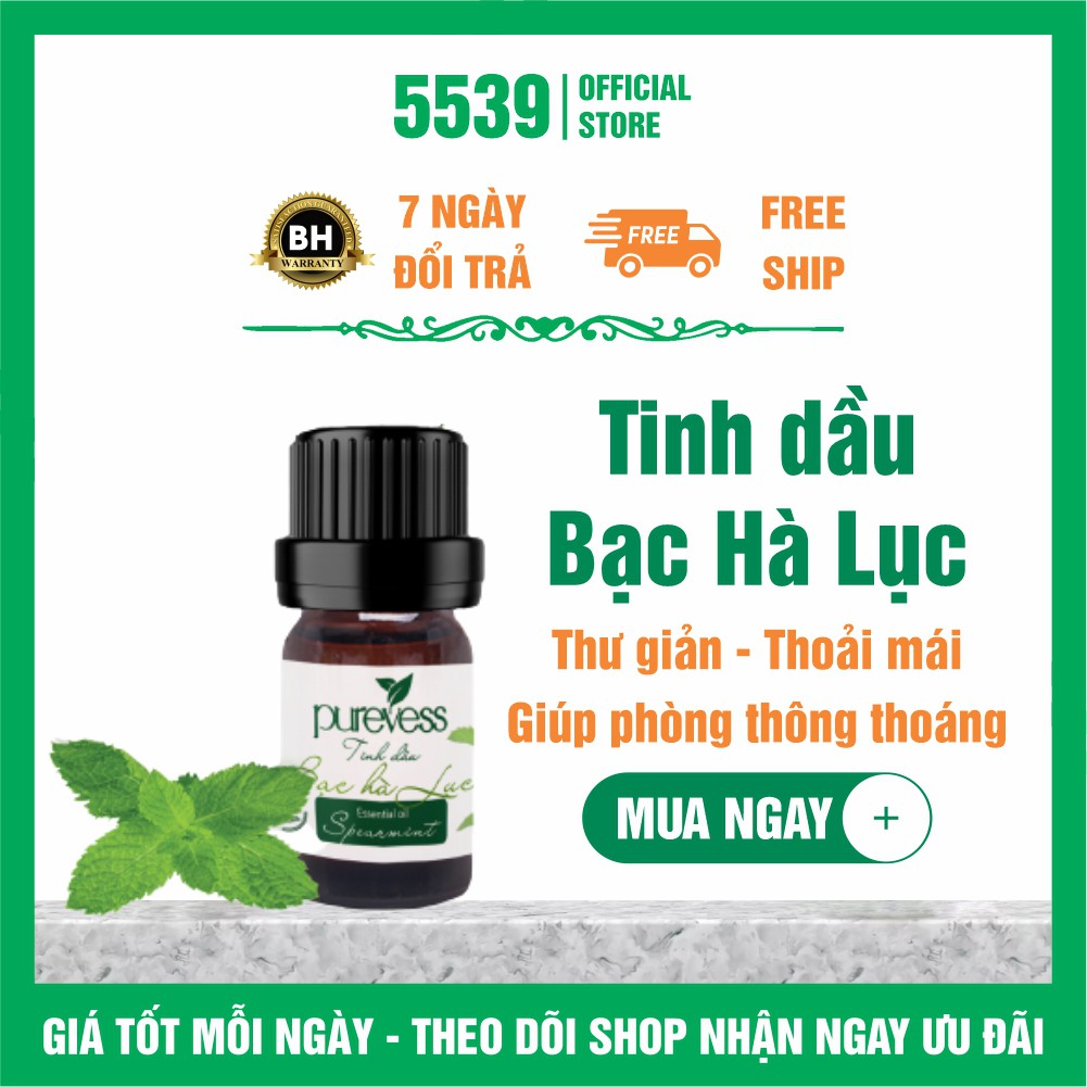 Tinh dầu thiên nhiên nguyên chất Purevess giúp thư giãn đuổi muỗi khử mùi 5ml - Shop 5539