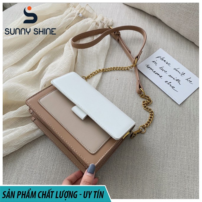 Túi đeo chéo nữ màu vintage phong cách Hàn Quốc, size 19,5, da PU cao cấp T185 | BigBuy360 - bigbuy360.vn