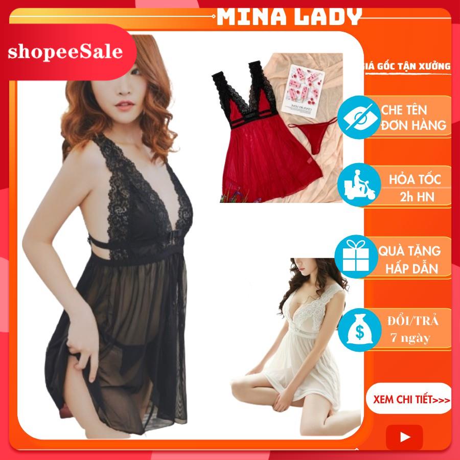 Váy Đầm Ngủ Sexy 2 Dây Bigsize Gợi Cảm Xuyên Thấu Nhiều Màu Dành Cho Người Mập, Béo Giá Rẻ - Phối Ren Voan
