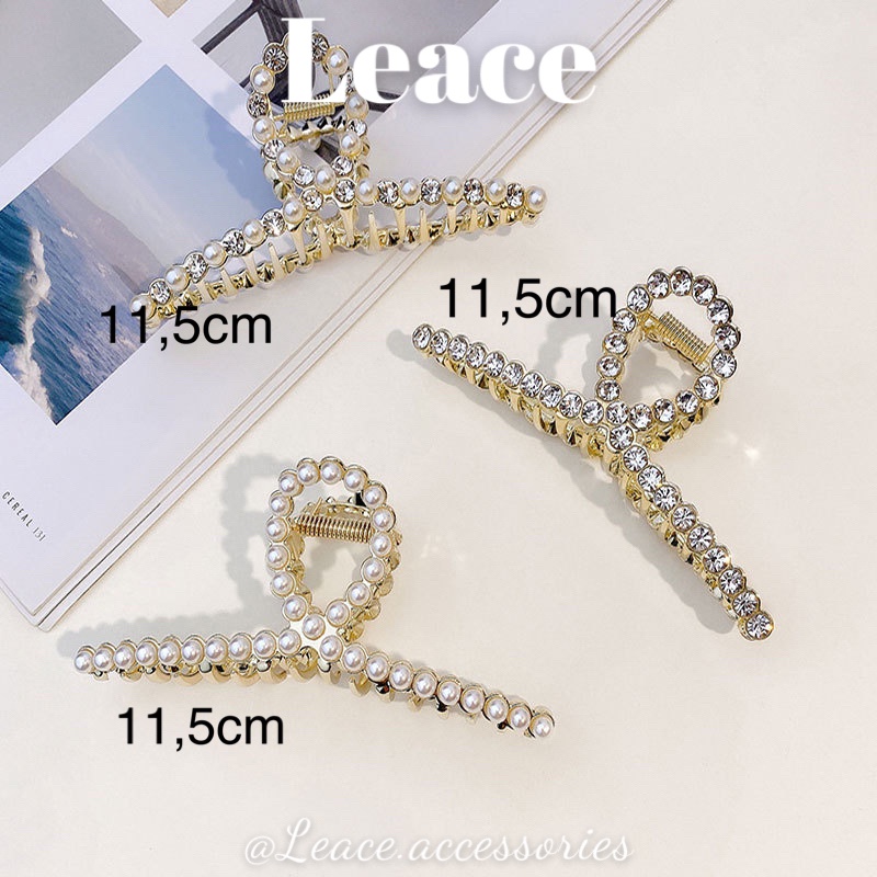 Kẹp tóc, cặp tóc càng cua đính đá hạt trai loại xịn thời trang Hàn Quốc HDC073-075 Leace.accessories