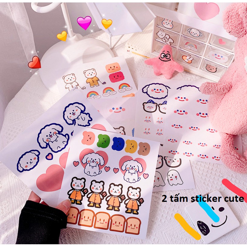 Miếng dán sticker thỏ trắng siêu dễ thương chống thấm nước - Hàng in chuẩn nét, chất lượng cao