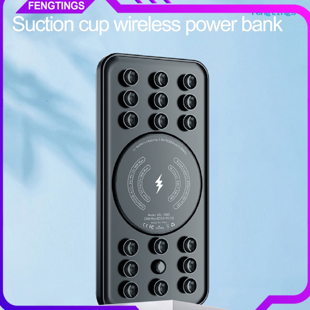 Sạc Dự Phòng Không Dây 18W PD 10000mAh Thiết Kế Nhỏ Gọn Kèm Cốc Hút Cho iPhone/SAMSUNG/HUAWEI/Google