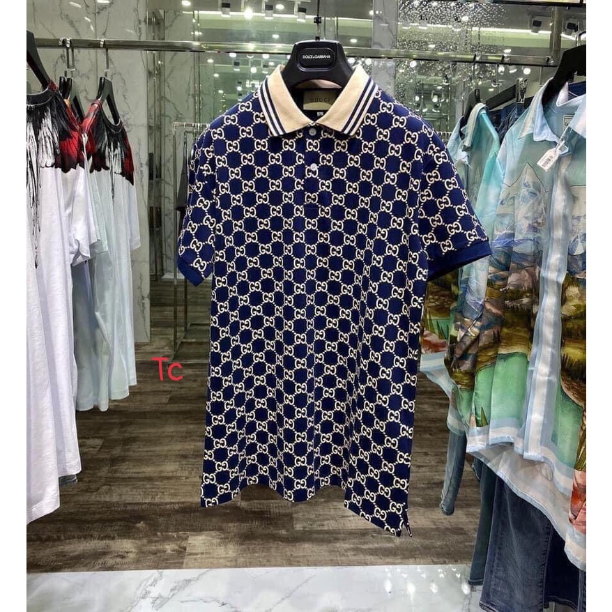 Áo polo nam 3D GG  cộc tay cổ mùa hè cotton co dãn 4 chiều