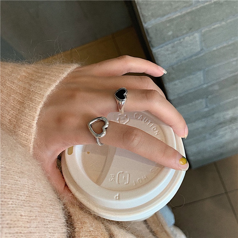 iF YOU Nhẫn Mặt Hình Trái Tim Thiết Kế Độc Đáo Thời Trang Trẻ Trung