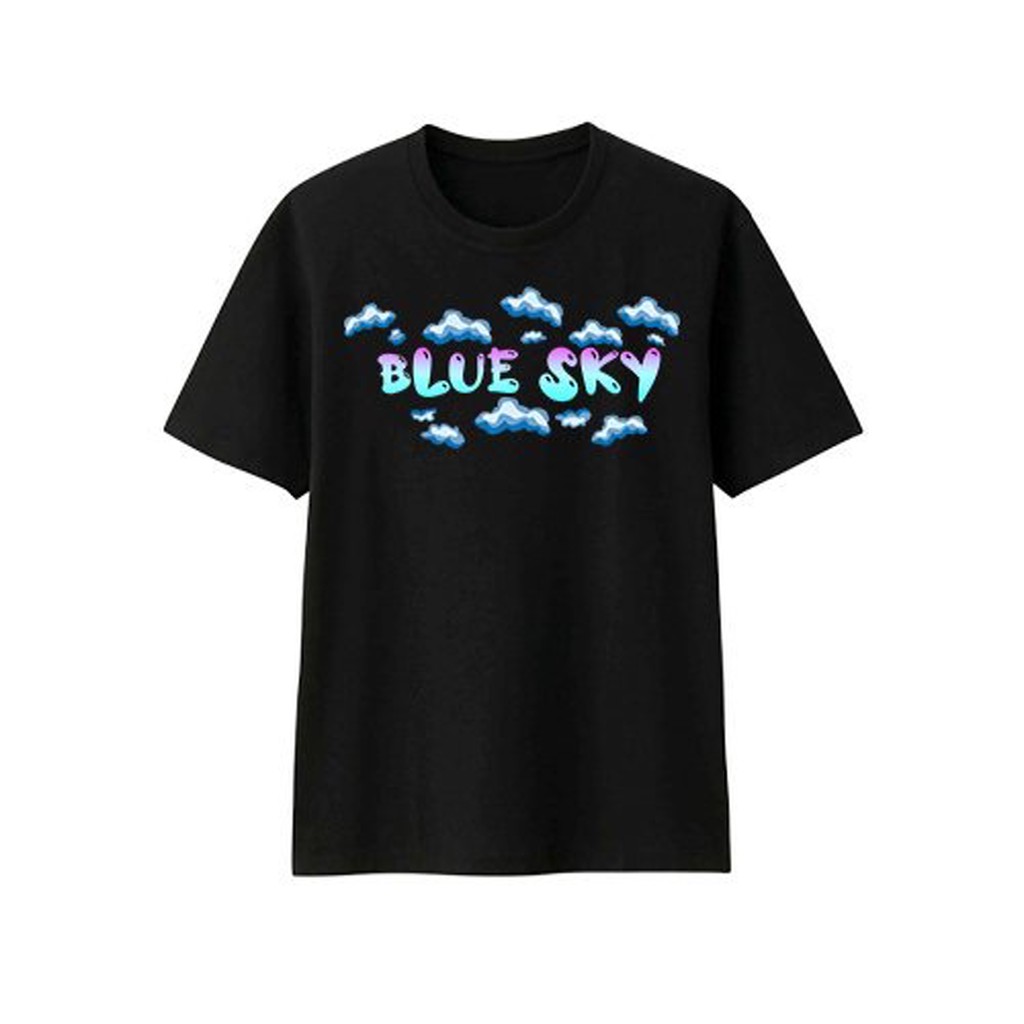 Áo thun Blue Sky unisex form rộng tay lỡ màu đen nam nữ