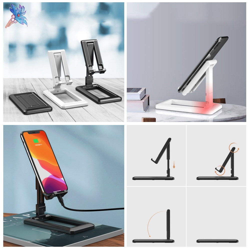 Chân đế đỡ điện thoại/máy tính bảng để bàn dạng gấp có thể điều chỉnh chiều cao để xem video cho người lười