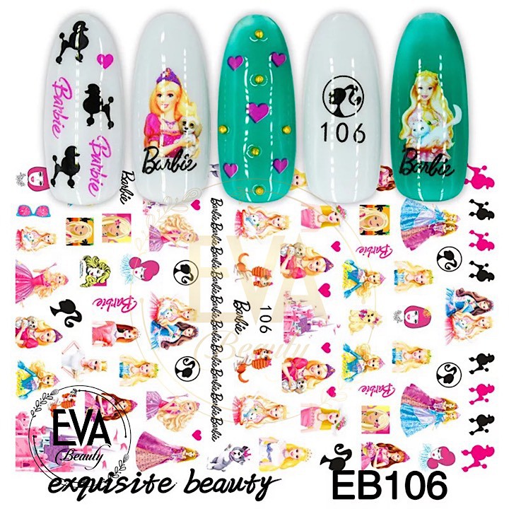 Decal Dán Móng Tay 3D Nail Sticker Hoạ Tiết Hoạt Hình Búp Bê Barbie EB106