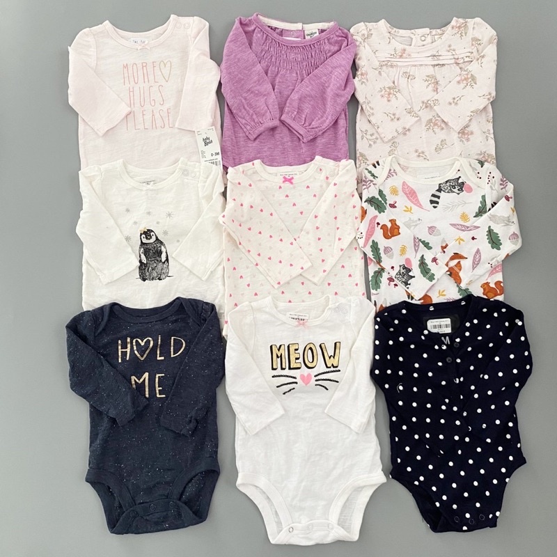 Body chip dài tay bé trai, bé gái Oshkosh, Calvin (CK), Tommy/ bodysuit cho bé xuất dư tay dài - bebefamilyshop