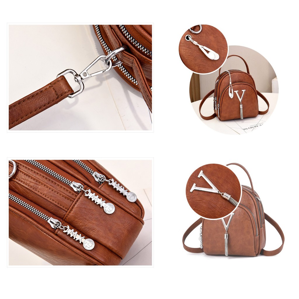 Balo mini da nữ thời trang 3in1 đeo 2 kiểu balo và túi đeo chéo