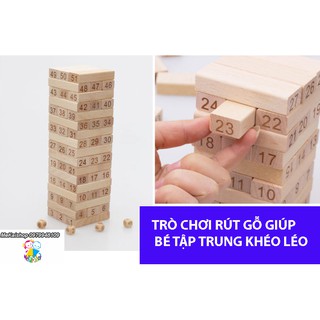 Đồ chơi gỗ – Rút gỗ số + ghép hình 51 thanh cỡ to