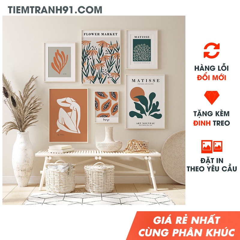 ⚡Tranh treo tường trang trí, tranh chủ đề MATISSE mới nhất 2022- Tặng kèm đinh treo tranh - TIỆM TRANH 91