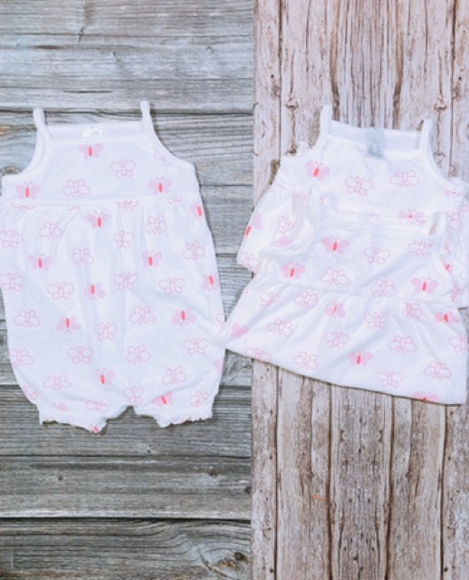 Romper body đùi hãng C&amp;S xuất dư loại 2 dây chất liệu cotton cho bé gái từ 6 tháng đến 18 tháng