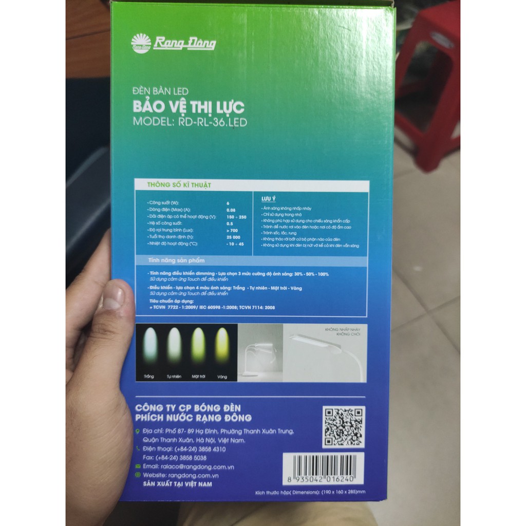 Đèn bàn cảm ứng LED 6w Rạng Đông RL-36.LED 4 nhiệt độ màu, 3 mức sáng ( Bảo hành 12 tháng )