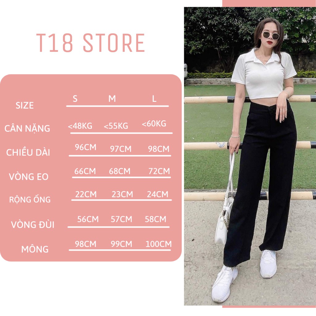 Quần tây nữ công sở lưng cao ống suông rộng đi học bigsize T18 STORE QT01