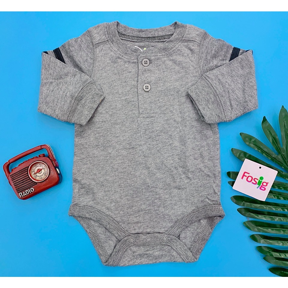 Bodysuit Tay Dài Bé Trai JB  - Xám Đậm Tay Sọc