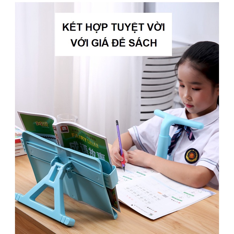 Giá kẹp bàn học điều chỉnh tư thế ngồi, chống gù lưng, chống cận thị tiện lợi hình máy hút bụi - Tặng giá cầm bút