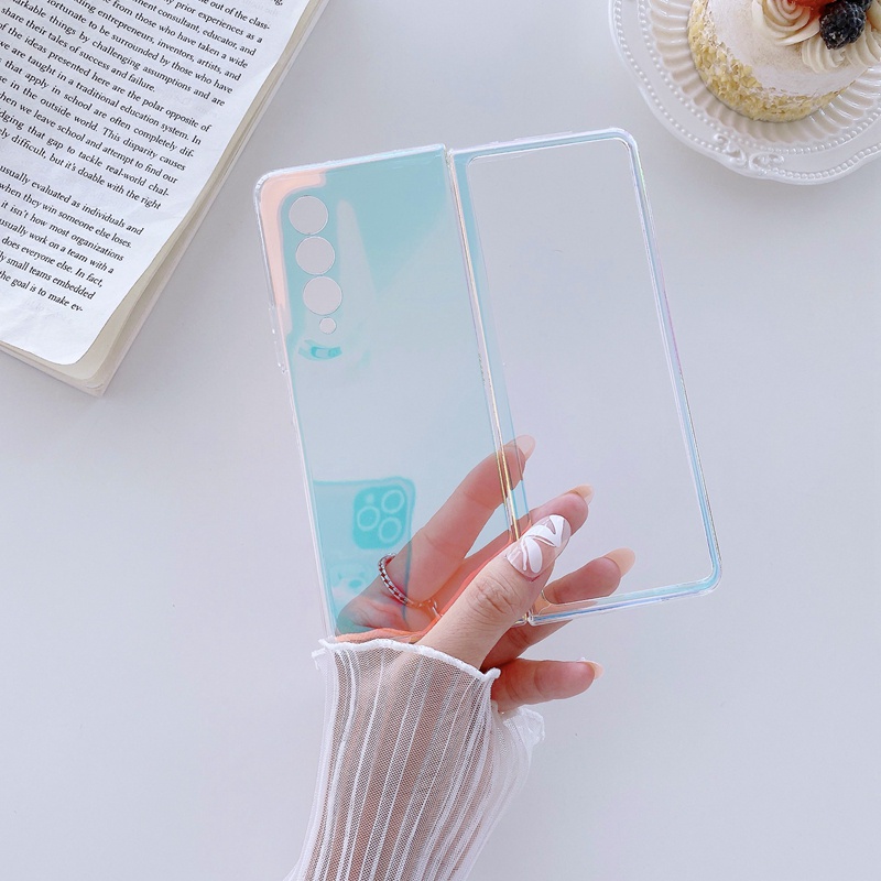 Bao Da Điện Thoại Siêu Mỏng Trong Suốt Màu Tím Trơn Cho samsung galaxy z flip 4 flip3 fold 5 4 fold3 5g Ốp