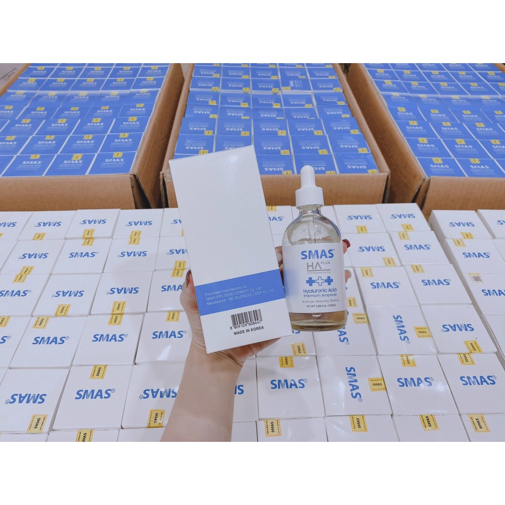Serum HA Plus SMAS Hyaluronic Acid Premium Ampoule 100ml cấp ẩm phục hồi da làm sáng da