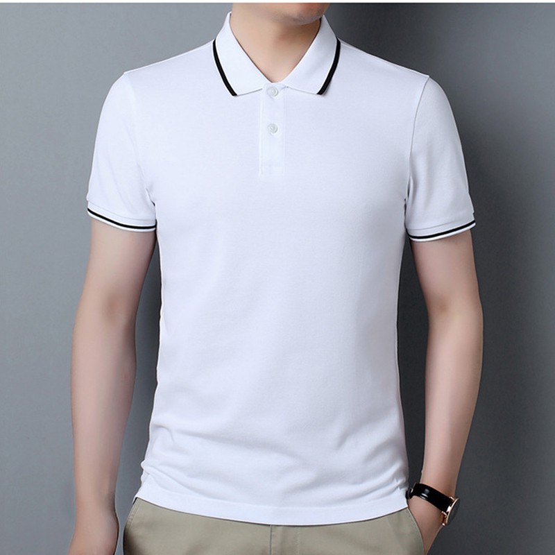 Áo thun nam polo cổ viền  vải cotton mặc MÁT form rộng thoải mái áo thun nam sọc cổ sọc tay