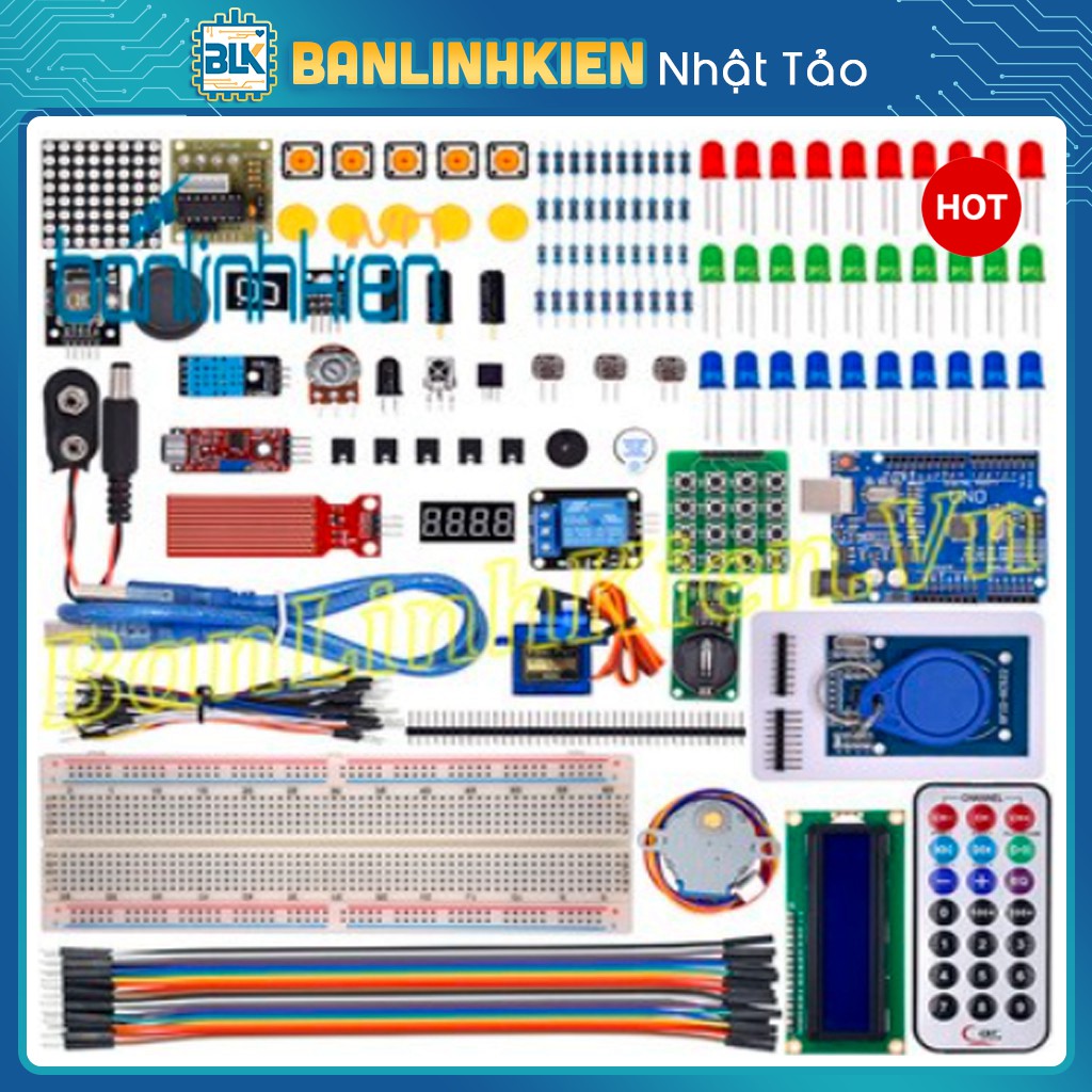 Bộ Kít Học Tập Arduino UNO R3 Nâng Cao Phiên Bản Đầy Đủ Các Giao Tiếp Dành Cho HS, Sinh Viên Mới Bắt Đầu Code