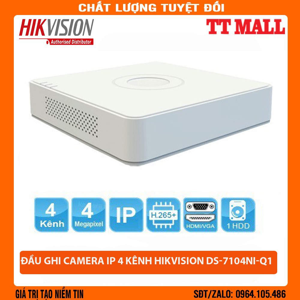 [Mã ELHAMS5 giảm 6% đơn 300K] ĐẦU GHI HÌNH CAMERA IP 4 KÊNH HIKVISION DS-7104NI-Q1