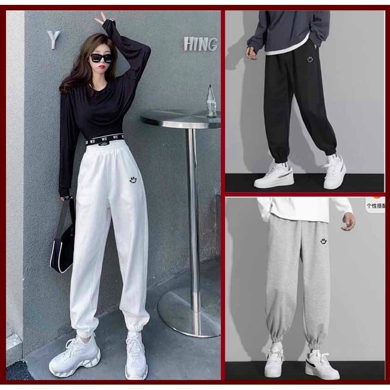 Quần ống thụng Nỉ nam nữ Thêu Mặt Cười siêu hot | BigBuy360 - bigbuy360.vn