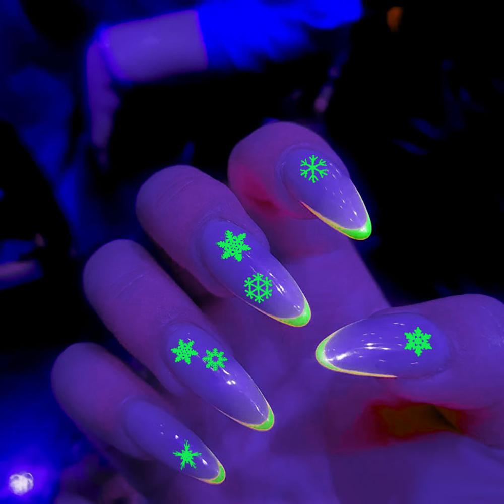 Miếng Dán Móng Tay Dạ Quang Hình Hoa Tuyết/Bướm/Cánh Hoa Tuyết DIY Trang Trí Móng Tiệc Halloween