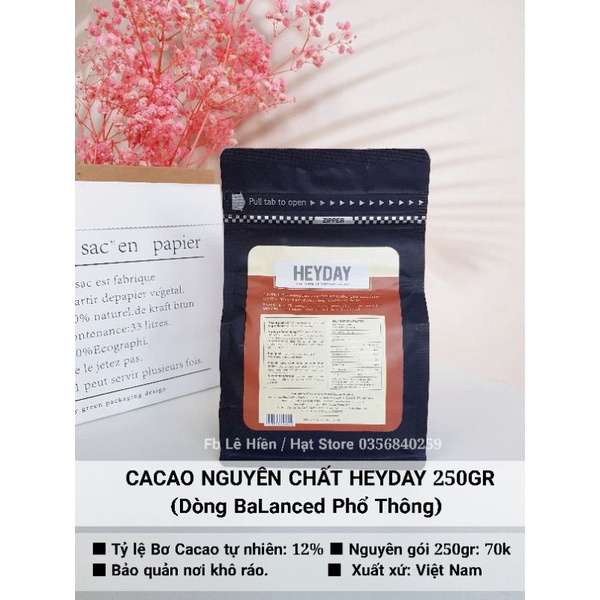 Bột cacao nguyên chất 100% Heyday  Dòng Balanced phổ thông