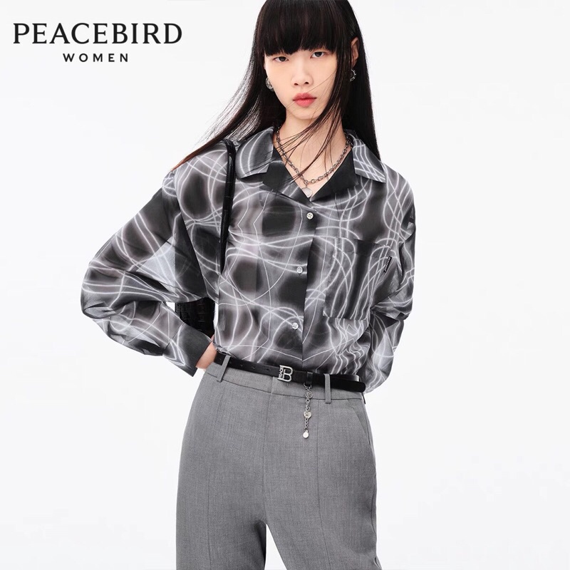 Áo sơ mi voan lưới Peacebird