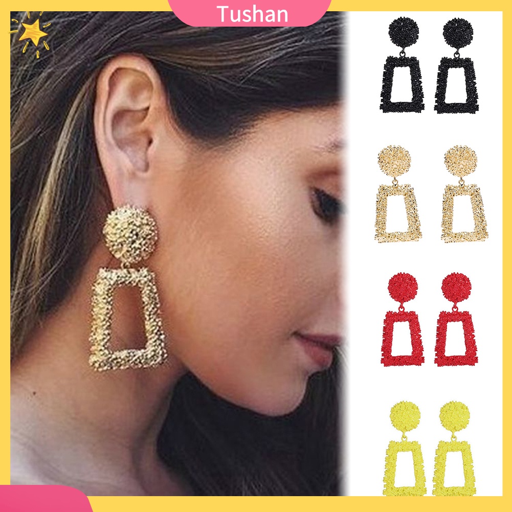 Đôi Bông Tai Dài Họa Tiết Hình Học Cá Tính Hợp Thời Trang Cho Nữ