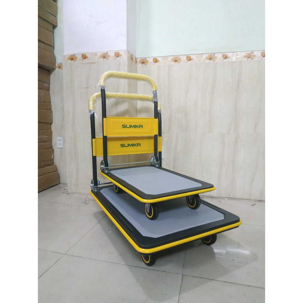 Xe đẩy hàng hóa SUMIKA T300 (tải trọng 300kg, tay cầm gấp gọn, sàn thép, độ bền cao