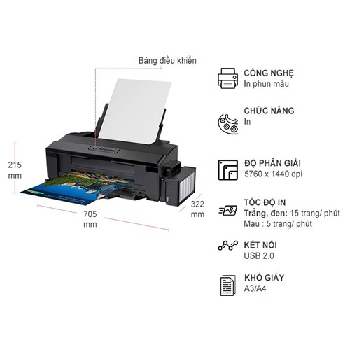 Máy In Phun Màu A3 EPSON Stylus L1300 - Hàng Chính Hãng