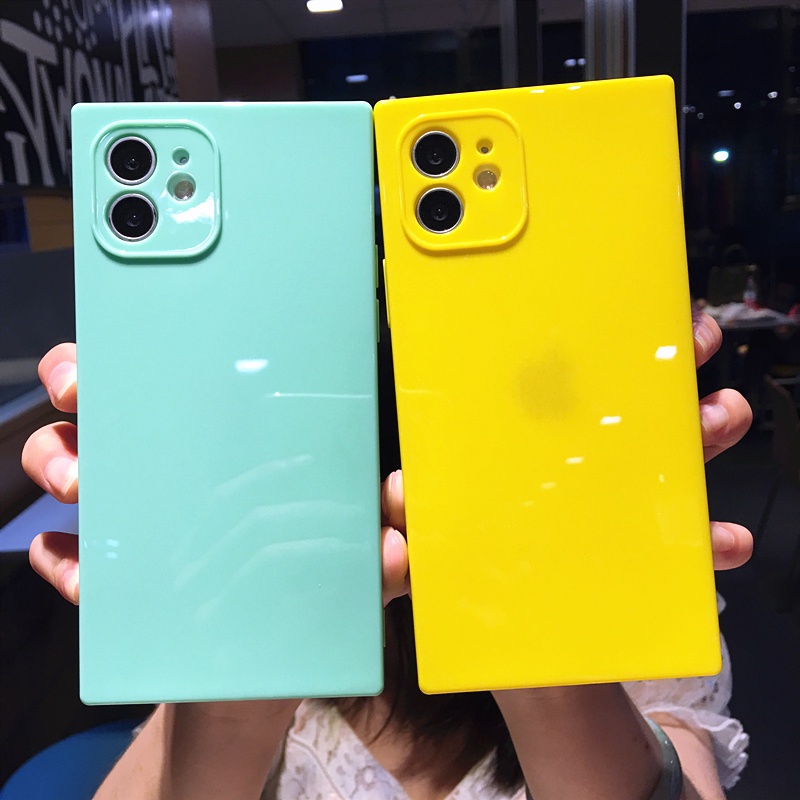 Ốp Điện Thoại Cạnh Vuông Mềm Màu Kẹo Thời Trang Cho Iphone X XR XS 11 12 13 Pro Max