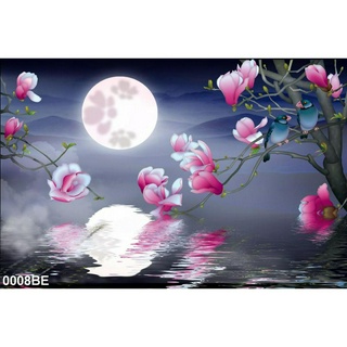 TRANH DÁN TƯỜNG 3D PHONG CẢNH HOA NGỌC LAN DƯỚI ÁNH TRĂNG BE08 - YAN SHOP