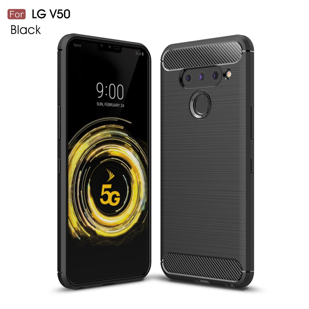 Casing LG V50 ThinQ carbon fiber brushed pattern phone case soft shell