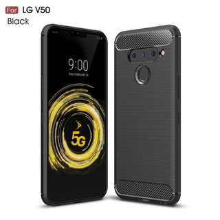 Casing LG V50 ThinQ carbon fiber brushed pattern phone case soft shell