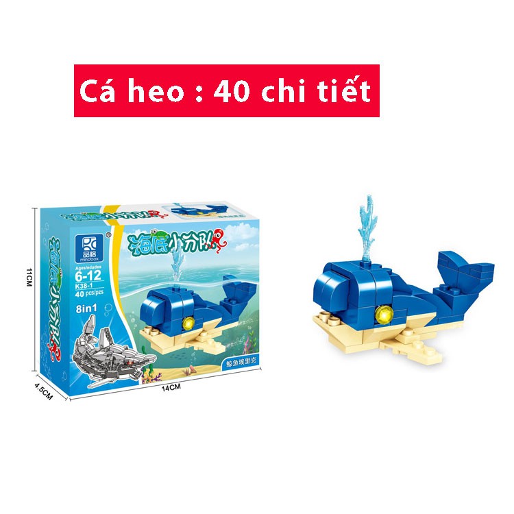 Đồ chơi lắp ghép các loại Cá- biệt đội đại dương chất liệu nhựa ABS cao cấp