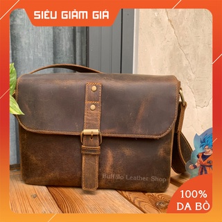 Túi đeo chéo Da bò sáp ngựa điên BF108 Da bò thật thời trang nam