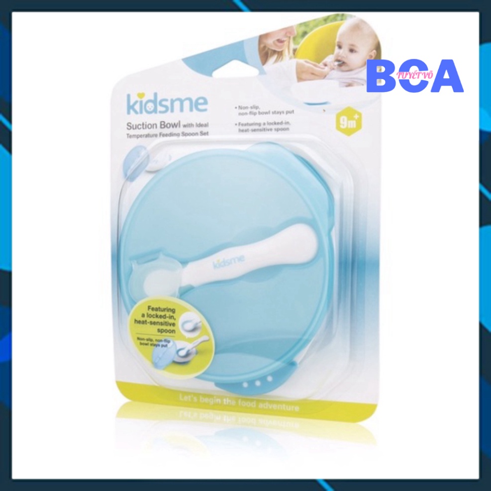 Bộ tô chống trượt Kidsme (kèm muỗng báo nhiệt) - Tô có thể cố định trong suốt bữa ăn , Tuyết Võ BCA