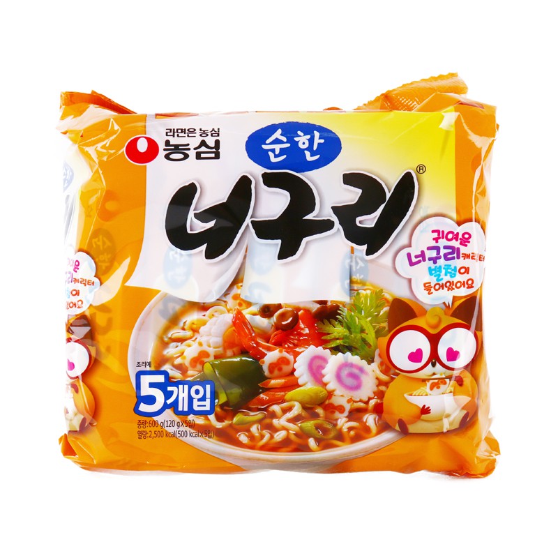 Lốc 5 gói mì Neoguri hình gấu trúc cay nhẹ, 120gr * 5, Nongshim - Hàn quốc