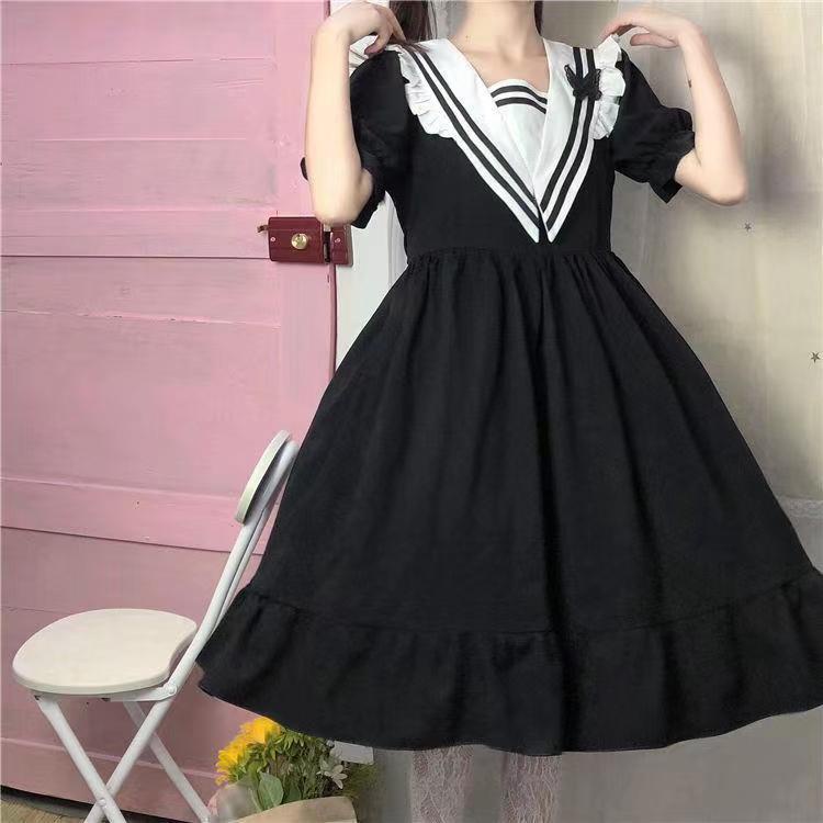 Đầm Tay Ngắn Kiểu Retro Hàn Quốc Thiết Kế Ngọt Ngào Cho Nữ