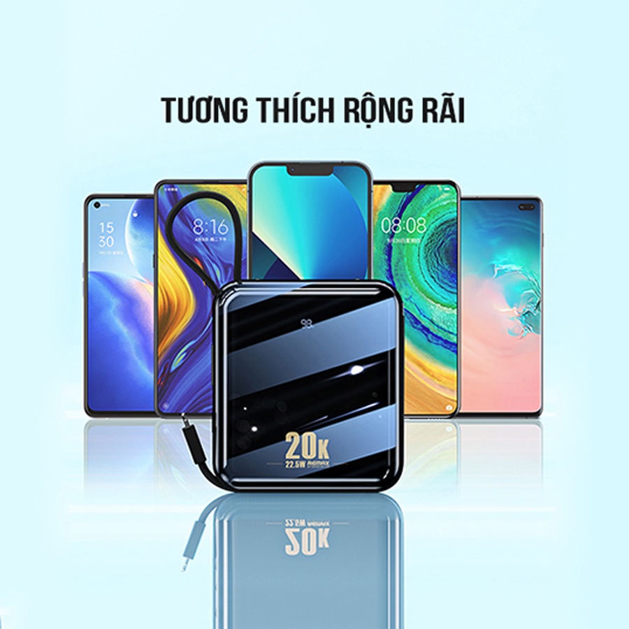 Pin Sạc Dự Phòng Kèm Cáp 20000mAh Remax Việt Nam RPP-51- PD 3.0 Remax Bảo Hành 12 Tháng 1 Đổi 1