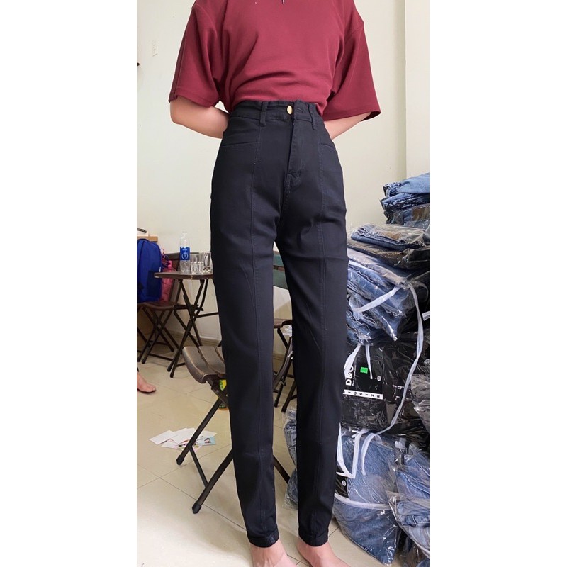 [60-95kg] Quần Jeans Lưng SIÊU Cao - Quần Bò Cạp Cao Qua Rốn Thân Nối Hắc Dáng